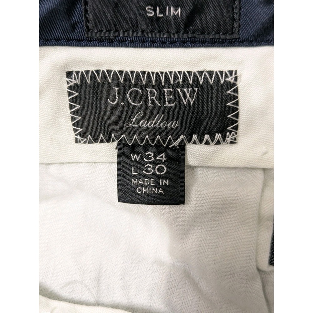 J. CREW Ludlow Slim fit suit pant Blue Baird McNutt Irish cotton Linen Size 34 - Picture 2 of 11